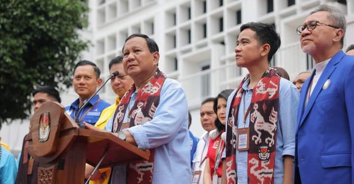 📷 Prabowo berpidato saat mendaftar ke KPU tanggal 25 Oktober 2023. (Ist).